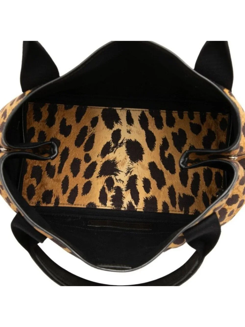 Balenciaga Navy Cabas S Tote Bag Leopard Print Brown Canvas Leather